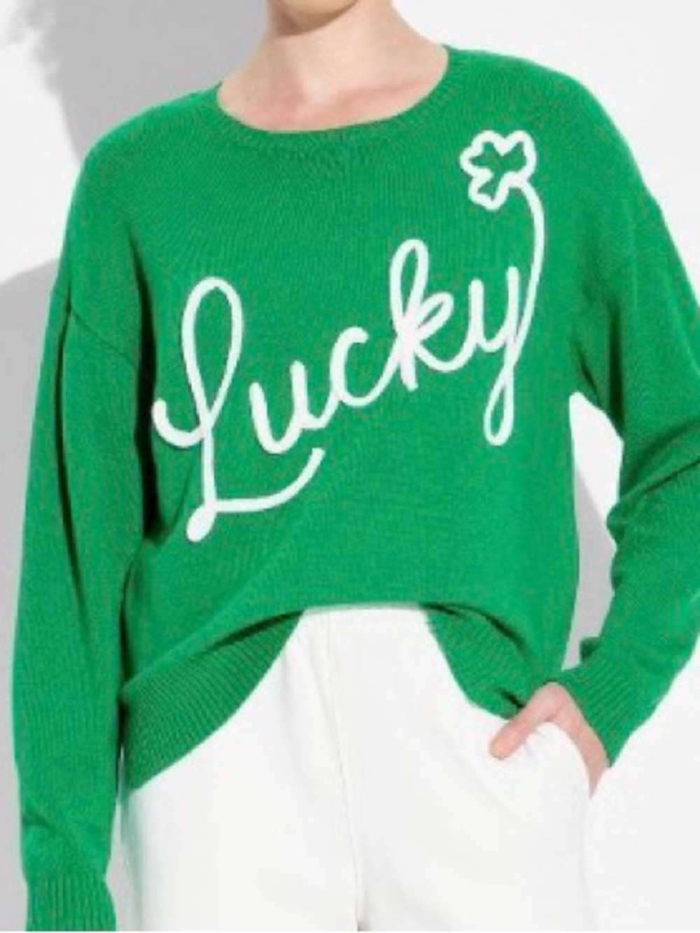 NWOT 33 Degrees kelly Green 'Lucky' Crewneck Sweater target